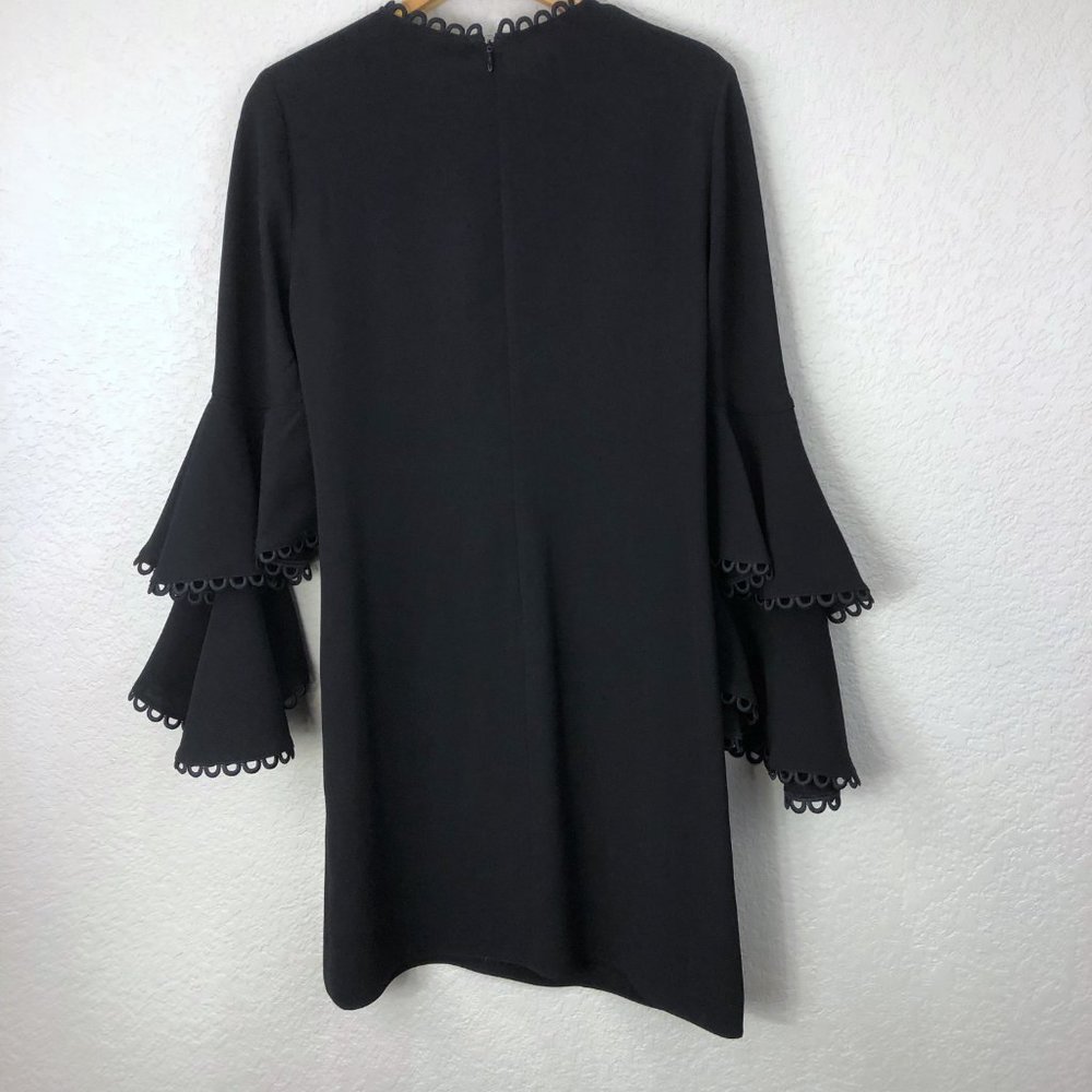 Shoshanna Laced Tiered Bell Sleeve Dress Black 8 - Picture 4 of 11